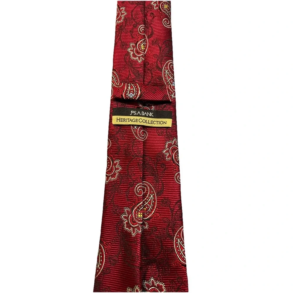 Joseph A Bank Heritage Collection 100% Silk Red Paisley Tie